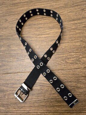 RELIC by FOSSIL Women's Double Grommet PVC Black Belt w/Silver Buckle - Large
